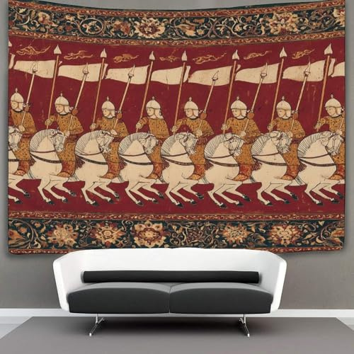kaiyun Ejército de caballería Miniatura persa Tapiz Para Colgar En La Pared,tapices Para Dormitorio,sala De Estar,apartamento,dormitorio,decoración Artística De Pared 100cmx150cm