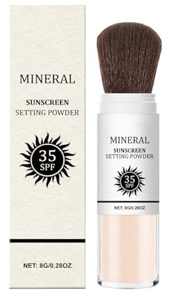 GkgWuxf Polvo Fijador con Protección Solar | Polvo Suelto Control de Brillos 8g | SPF 35 Belleza Natural Día Playa Vida Activa