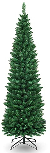 FANTASK Árbol de Navidad Artificial, lápiz con Soporte de Metal, Agujas de PVC, árbol de Navidad Artificial para el hogar, Oficina, Tiendas y hoteles, Verde (180 cm)