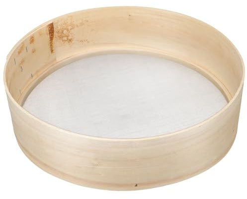 AUTSUPPL Cedazo Redondo de Madera para Harina y Sal, Malla Fina, Portátil | Filtra Leche de Soja, Diseño Multifuncional para Hogar y Hoteles, Beige, Fácil de Guardar y Transportar, Cedazo de Cocina