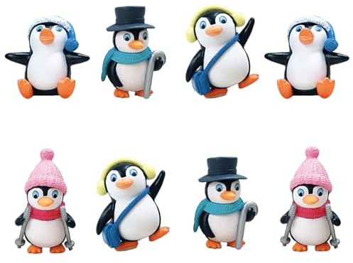 Fgdui 8 Stücke Mini Pinguin Figuren, Miniatur Pinguin Ornamente, Tierfiguren, Realistische Pinguinfiguren Spielzeug, Für Bonsai, DIY Garten Wohnkultur, DIY-Schlüsselanhänger Verwendet