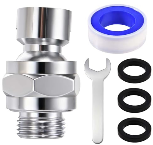 GOLD DEER Shower Head Swivel Ball Adapter Copper Adjustable Shower Arm Connector Universal Showering Component Shower Arm Extension 360° Rotatable, Includes Washer, Wrench and Tape