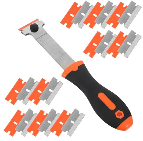 ELAYARD Juego de Raspadores para Vitrocerámica 21 Piezas Espátula Multiusos con Mango Largo Cuchillas Metálicas y Amarillas Resistentes Herramienta Profesional para Limpieza de