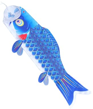 Toyvian Bandiera Carpa Giapponese Decorativa in Materiale Satinato Blu 70 CM per Esterni e Feste del Festival delle Barche Drago Stendardo Tradizionale Koinobori per Giardino e