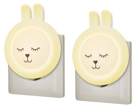 Wetry Kinder Nachtlicht LED Steckdosenlicht Hase | Dämmerungssensor, 2 Stück, Kaninchen, Stilllicht Baby, Neugeborene Schlaflicht