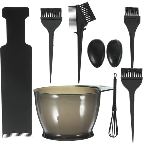 OATIPHO Kit de Teinture Capillaire 9 Pièces pour Coiffeur, Palette et Bol Assortis, Pinceau de Coloration, Outils Légers pour Mèches et Surbrillance, Usage Professionnel Plusieurs styles