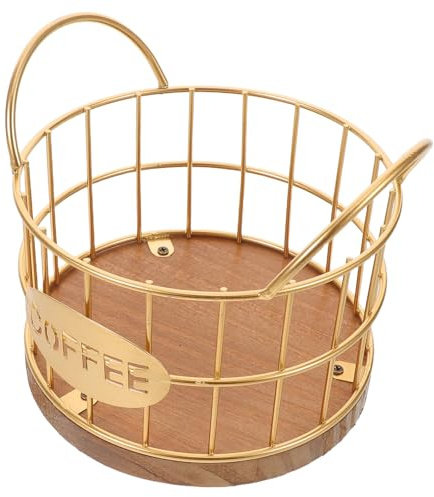 Uonlytech Panier Gain de Place de Rangement pour Capsules de Café en Fer et Bois, Accès Facile Cuisine ou Restaurant