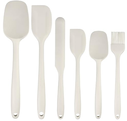 6 Piezas Espátulas de Silicona Resistentes al Calor | Cuchara Espátula Silicona Cocina con Núcleo de Acero Inoxidable, Espátulas de Goma de Grado Alimenticio para Hornear