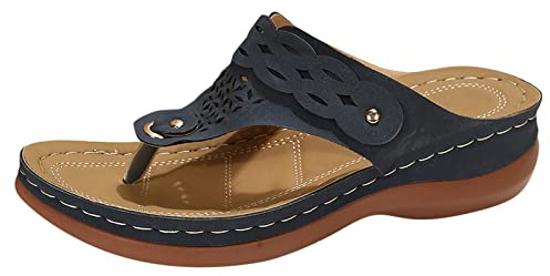 Generisch Sandalias ortopédicas con plataforma para mujer, sandalias de cuña, sandalias antideslizantes, chanclas en la playa, separadores de dedos con plantillas suaves, zapatos informales, sandalias