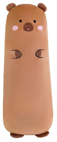 JORCEDI Kuscheltier Capybara Plüschkissen Stofftiere Lang Plüschtier Ausgestopftes Tier Spielzeug Kuschelkissen Geschenk Plüschkissen Kinder Seitenschläferkissen Tier (90cm,Süßer Stil)