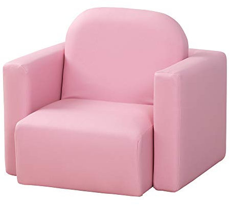HOMCOM Kids Armchair 2 in 1 Kids Table Chair Set for 3 Years Old Girls Pink