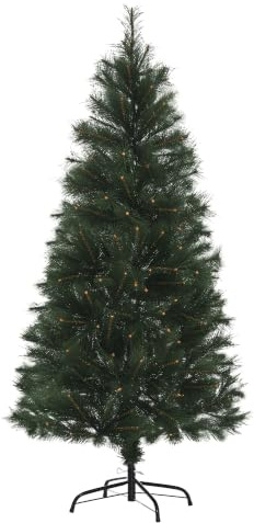 HOMCOM Árbol de Navidad 150 cm Artificial 219 Agujas PVC Ignífugo Verde | de Pino, Base Plegable, Soporte de Acero, Montaje Rápido, Decoración Navideña para Interiores
