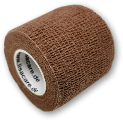 LisaCare doigtier Bandage - 4 Rouleaux, 5cm de Large - Dispositif médical - Tape Chaussettes de Foot - Maintien Fort, Bandage de Gaze avec Choix de Couleurs & Motifs (Brun)