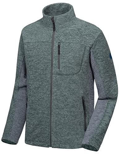 Little Donkey Andy Herren Jacke Fleece Strickjacke Strickfleece Outdoor Sweatshirt Wandern Dunkelgrün L