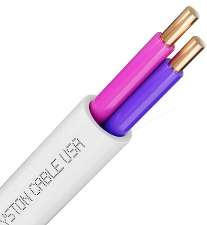 Syston Cable Technology 16/2 LED Lighting Dimmer Dimming Luminaire Control Wire Cable,16 AWG 2 Conductors Solid Bare Copper Unshielded Plenum Rated CMP CL3P FT6, for Ballast Wiring and Connection