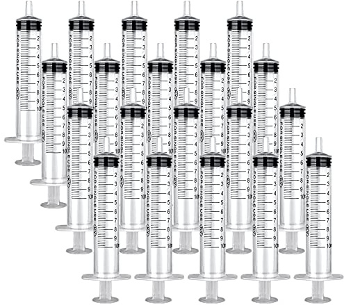 20 Stück Spritzen 10ml Spritze Plastik mit Deckel Dosierspritze Sterile | 10 ml Einwegspritzen Spritze 10ml Ohne Nadeln Syringe für Labore Dispensieren Fütterung von Haustieren Halloween Getränke