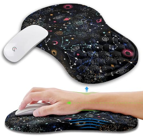 KUOSGM Grand tapis de souris ergonomique avec coussinet de massage en gel, soulagement de la douleur du canal carpien, repose-poignet pour ordinateur et souris sans fil, tapis de poignet en mousse à