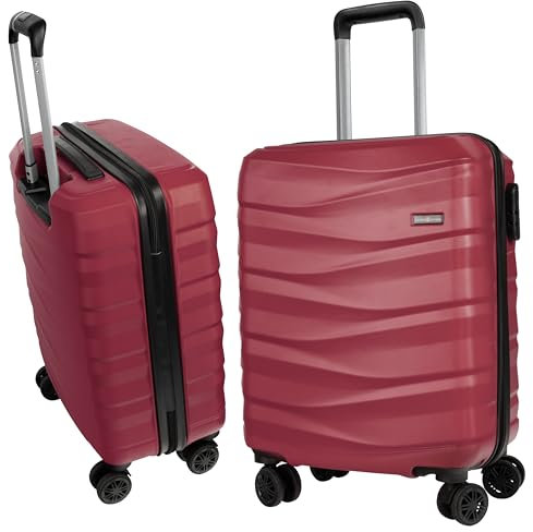 HANSEKOFFER Hartschalenkoffer mittelgroß · Koffer L · Reisekoffer mit Rollen · Trolley mit Teleskopgriff · Leicht · Rollkoffer mit Zahlenschloss · Weinrot