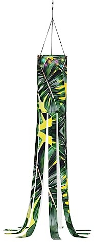 Bandera de Halloween con estampado de hojas de palmera de plátano tropical con luz para patio, césped, jardín, árbol, decoración de fiesta, calcetín de viento