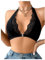 GORGLITTER Women's Floral Lace Front Fastening Bras Halter Deep V Neck Sexy Wireless Bralettes Black Small
