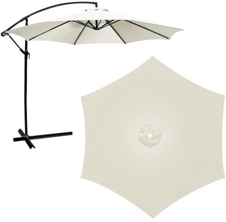 YedZen Sonnenschirm Ersatzbezug 3m 6 Streben, 300cm 6 Rippen UV-Schutz | 160 g/m² Polyester | UPF 30+ UV-Schutz | Cremefarben | Für Terrasse & Garten