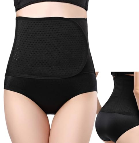 Narunii Bauchgurt Nach Geburt,Rückbildungsgürtel Nach Geburt,Postpartum Gürtel für Damen,Kaiserschnitt Bauchgurt,Korsage Bauchweg Damen Bauchband Nach op (Schwarz, Einheitsgröße)