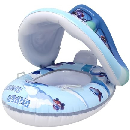 Flotador para bebé de primera calidad, flotador para niños pequeños, flotador con bragas, flotador para niños a partir de 6 meses hasta 6 años, asiento de agua con techo protector