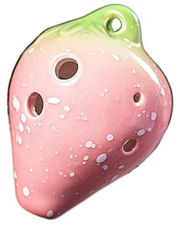 Ocarina Cute Strawberry Shaped Gradient Color Creative 6-hole Ceramic Ocarina C Key Fun Musical Instrument For Beginners(Pink)