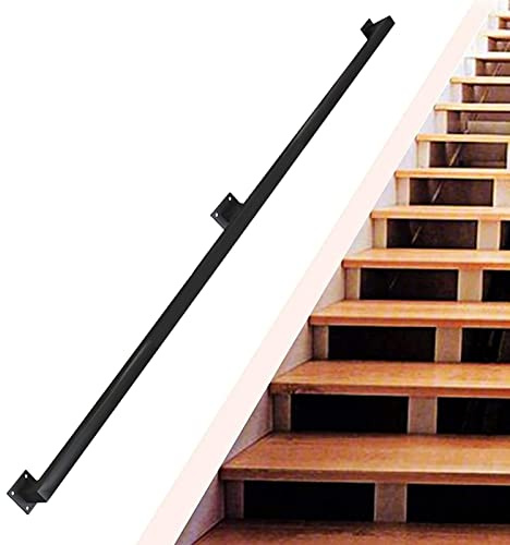 il pour escaliers de 3 à 6 m, balustrade en fer forgé pour intérieur/extérieur avec balustrade murale de sécurité, support d'escalier de 450 cm, design durable et élégant
