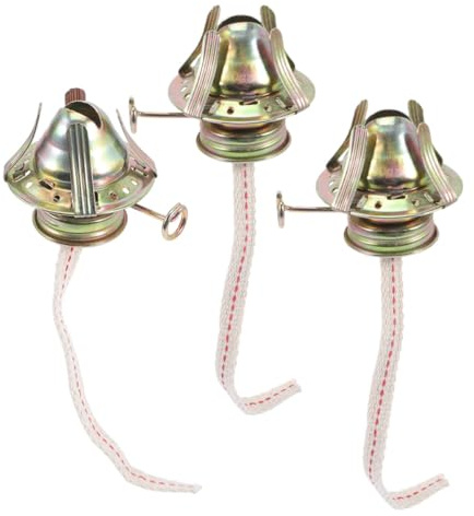 NESTINGHO Vintage Öllampenbrenner Vierklauen Sturmlaterne Ersatzteil 3 Stück-Pack mit Metallversteller und Baumwolldocht für Retro Kerosinlampe Innenbereich