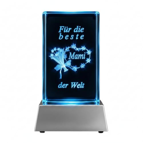 Kaltner Präsente Stimmungslicht - Das perfekte Geschenk: LED Kerze/Kristall Glasblock / 3D-Laser-Gravur/für Mama