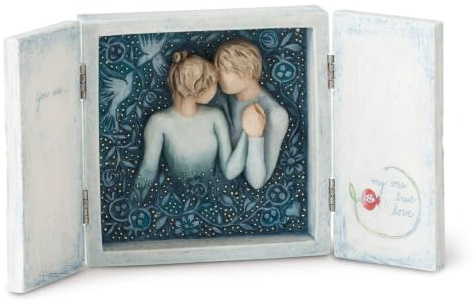 Willow Tree Duet, Sculpted Hand-Painted Triptych with Gold Leaf