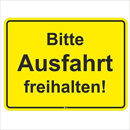 iSecur Schild Ausfahrt freihalten gelb 40 cm - hin411 | Digitaldruck-Schild mit UV-Schutzlaminat, Warnung Parkverbot, witterungsbeständig