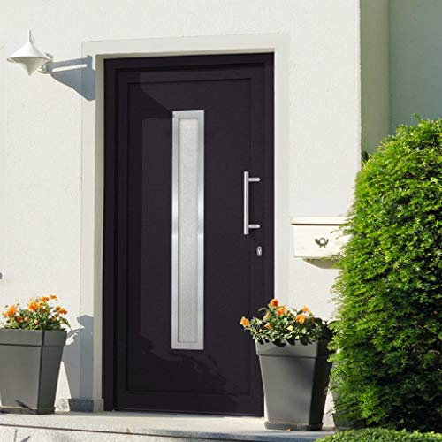 vidaXL Porta di Ingresso con Accessori Sicurezza Eleganza Entrata Casa Edifici Soglia Alluminio Rinforzi e Anima in Acciaio Antracite 88x200 cm