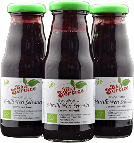 Chef Service Bevofrutta 100% mirtilli neri BIO - 3 pezzi da 210 ml