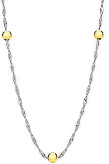 Tuscany Silver Damen-Halskette Kugel- und Kordel-Design Flachpanzerkette Sterlingsilber bicolor 5mm 46cm