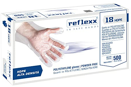 REFLEXX GUANTI IN POLIETILENE ALTA DENSITA’ (HDPE) MONOUSO CE SCATOLA DA 500 PEZZI