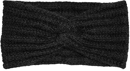 styleBREAKER Damen Strick Stirnband Rippmuster Knoten, Schwarz | Wolle-Anteil, 21 cm Bundweite (elastisch für 44-58 cm Kopfumfang), 11 cm breit, schützender Ohrenwärmer.