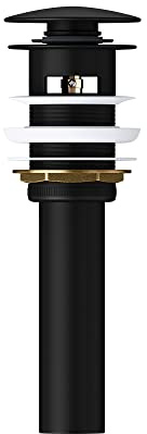 Mai & Mai Ablaufgarnitur Waschbeckenstöpsel schwarz Push Up Abfluss Ventil | Durchmesser: 6,2cm, mit Überlauf Fingerdruck-Öffnungsfunktion, PU04