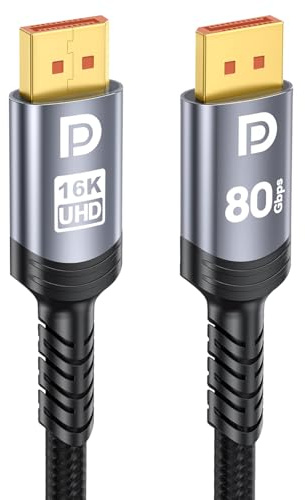 Sniokco 80Gbps DisplayPort Cable 2.1 3M, 16K DP Cable 16K@60Hz 8K@240Hz 4K@540Hz 360Hz 240Hz Compatible with HDR HDCP 2.3 DSC FreeSync G-Sync Monitor Graphics RTX 5090 4090 PC HDTV