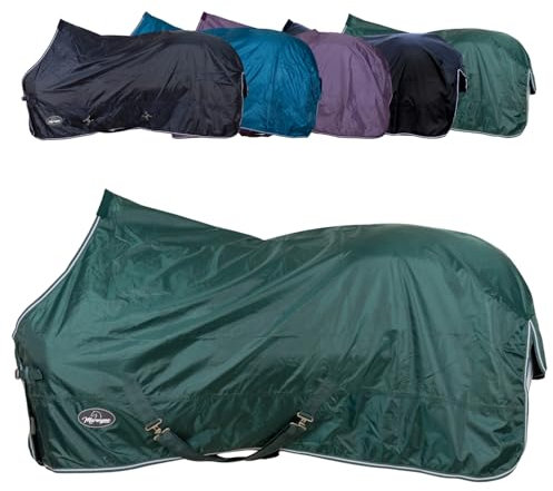 Marengos - Regendecke 420D Economic – leichte Pferdedecke für Regen – atmungsaktiv & wasserdicht – Weidedecke mit Kreuzgurten – Outdoordecke für Pferde – 125 cm in Tannengrün