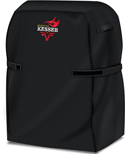 KESSER® Premium BBQ Grillabdeckung Gasgrill Grillhaube Abdeckung Wetterfest - für Weber, Brinkmann, Char Broil Grill Abdeckhaube Schutzhülle | 600D Oxford- Gewebe Reißfest | 76,5x66x109cm | Schwarz