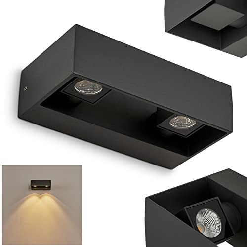 LED Außenwandleuchte Fletcher, Wandlampe aus Metall in Anthrazit für Terrasse/Eingangsbereich, 2 x LED 6 Watt (inkl.), 3000 Kelvin, verstellbare Leuchte mit tollen Lichteffekten, Up&Down Leuchte, IP54