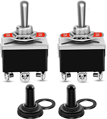 Gebildet 2Pcs 6Pines/3Posiciones ON/OFF/ON Interruptor Basculante de Servicio Pesado 0~250V/15A DPDT Interruptor de Encendido/Apagado/Encendido con Tapa Impermeable(Enclavamiento)