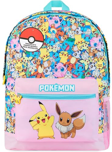 Pokémon Zaino Scuola Elementare Bambina Bambino Zaino Pikachu Zainetto Bambino Gita Viaggio Tempo Libero Sport Gadget Originali Idea Regalo Bambini (Rosa)
