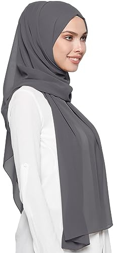 Hijab - Pañuelo musulmán para mujer, gasa de alta calidad, moderno islámico, para mujer, bufanda turca, calidad premium, antracita, Durchschnittsgröße