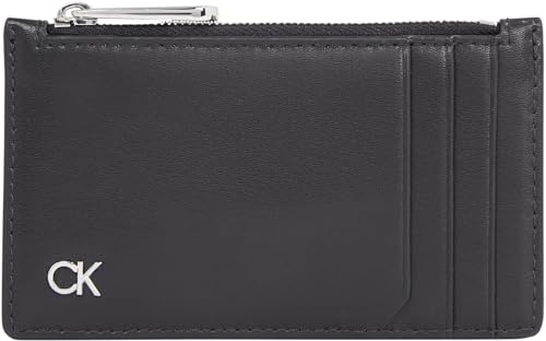 Calvin Klein Herren Kartenetui Metal Ck Ns Cardholder aus Leder, Schwarz (Ck Black), Einheitsgröße