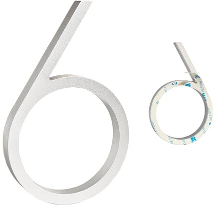 Ywonoby Door Numbers, 5 Inches 3D Self Adhesive House Numbers, Address Numbers Stickers for House Mailbox Apartment Hotel Courtyard Silver(6/9)