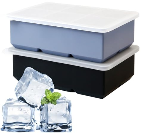 GylSun 5 cm große Eiswürfelformen, 2 Stück mit Deckel, lebensmittelechtes Silikon, wiederverwendbar