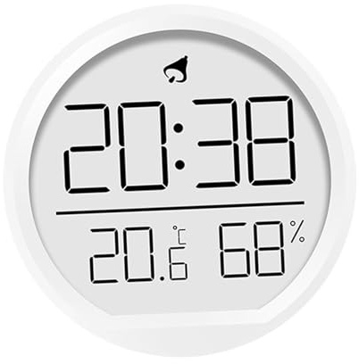 Sharplace 3 in 1 Digitaler Wecker, runde Wanduhr mit Thermometer, kein Ticken, 12/24 Stunden, vielseitige batteriebetriebene Uhr Desktop Thermometer tragbar Für Haus Küche Büro, weiß